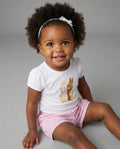 Conjunto blusa y short de rayas rosas para bebé niña