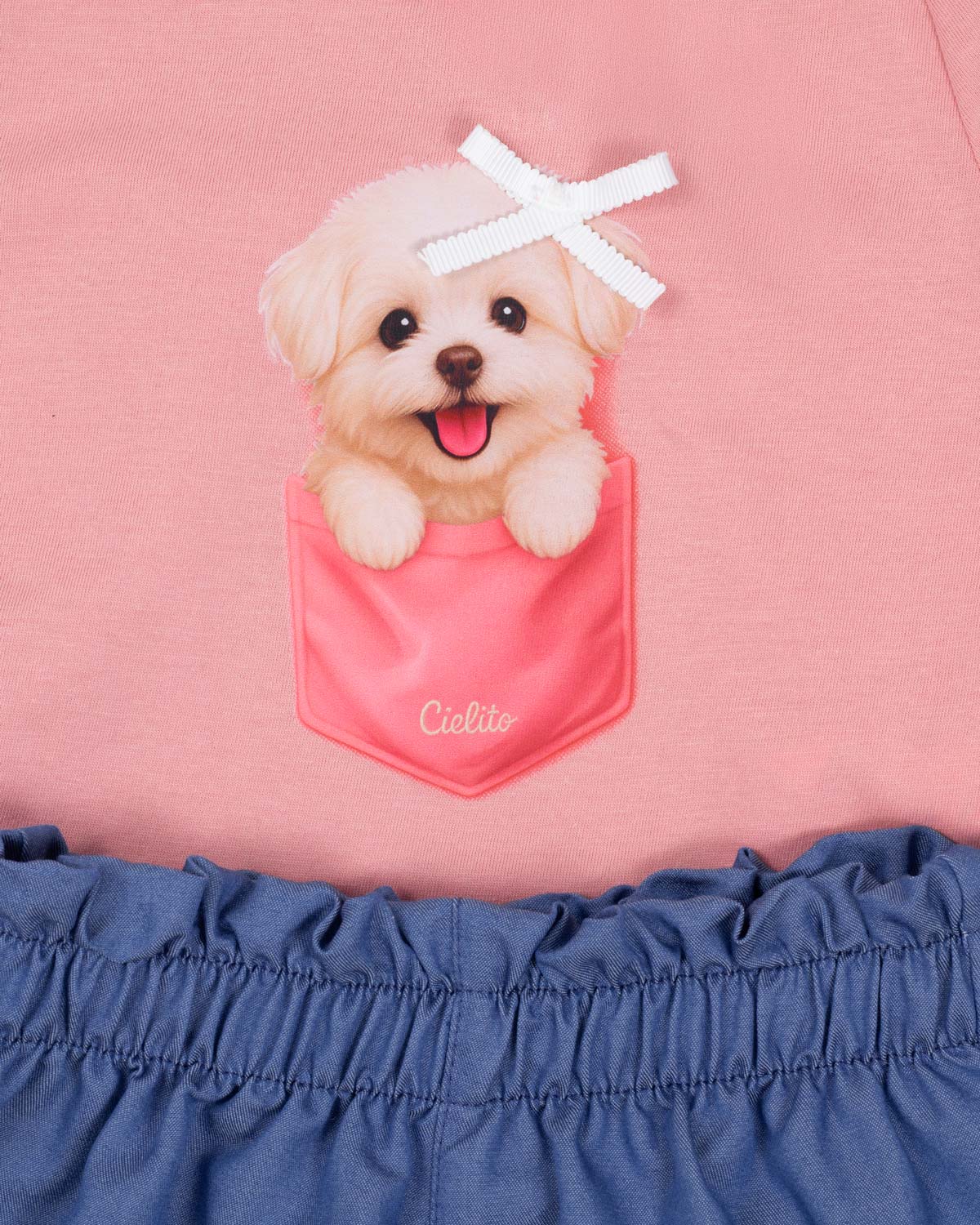 Conjunto body con estampado y short azul para bebé niña