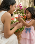 Vestido body rosa estampada de flores con boleros para bebé niña