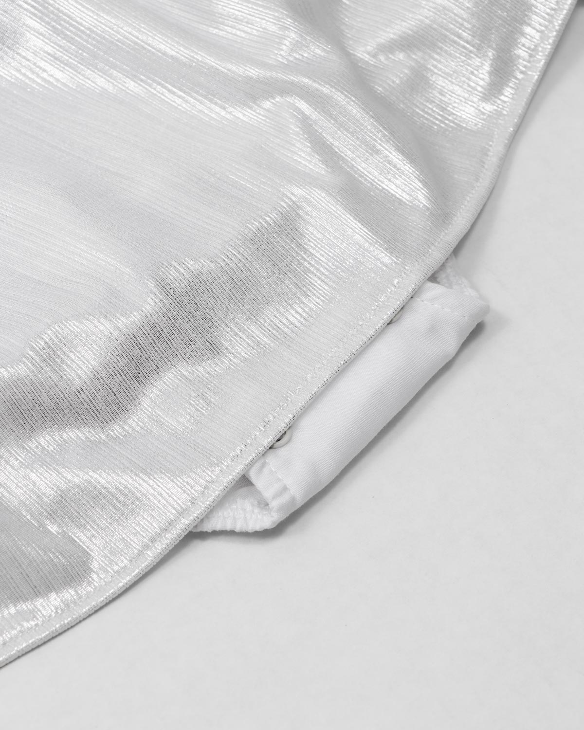 Vestido body con moño blanco satinado y plateado para bebé niña