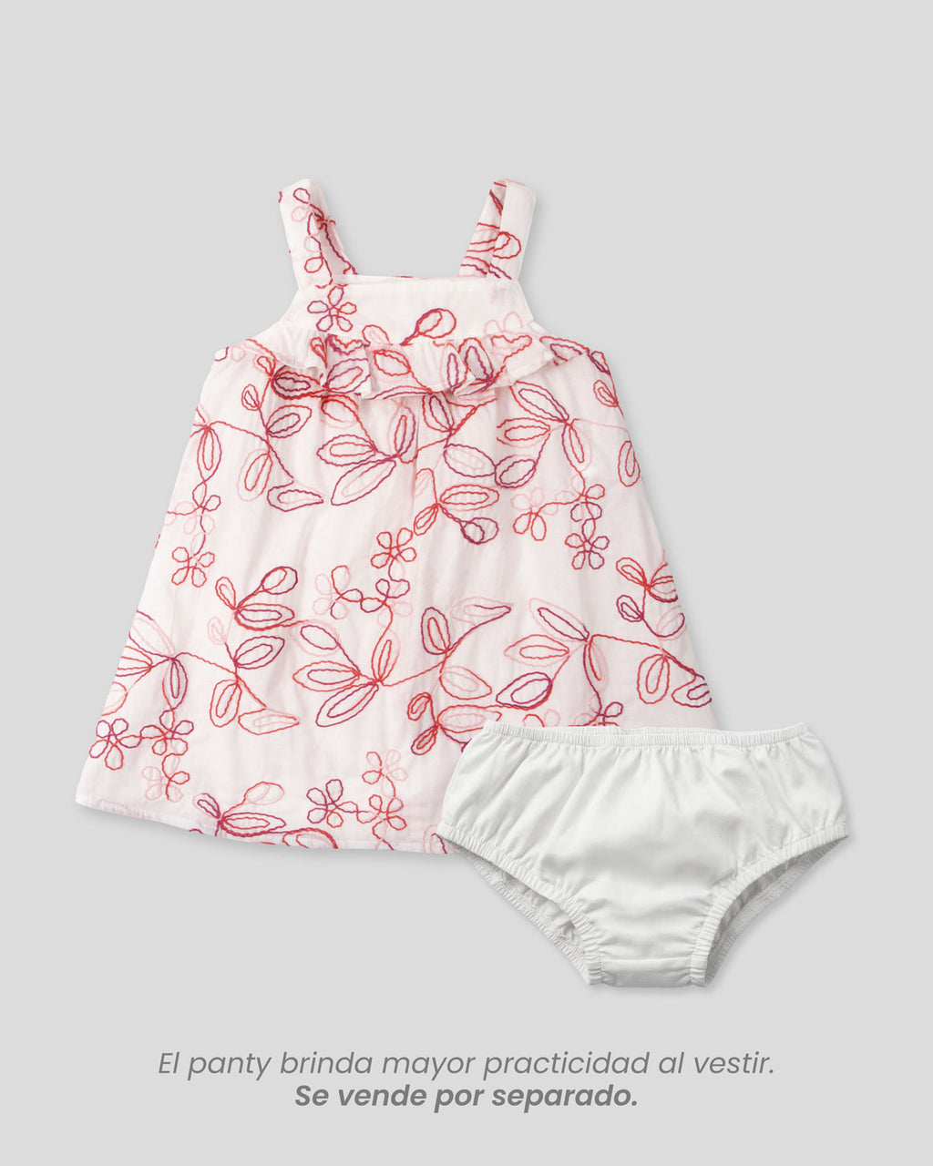 Vestido de tiras con tela bordada de flores para bebé niña