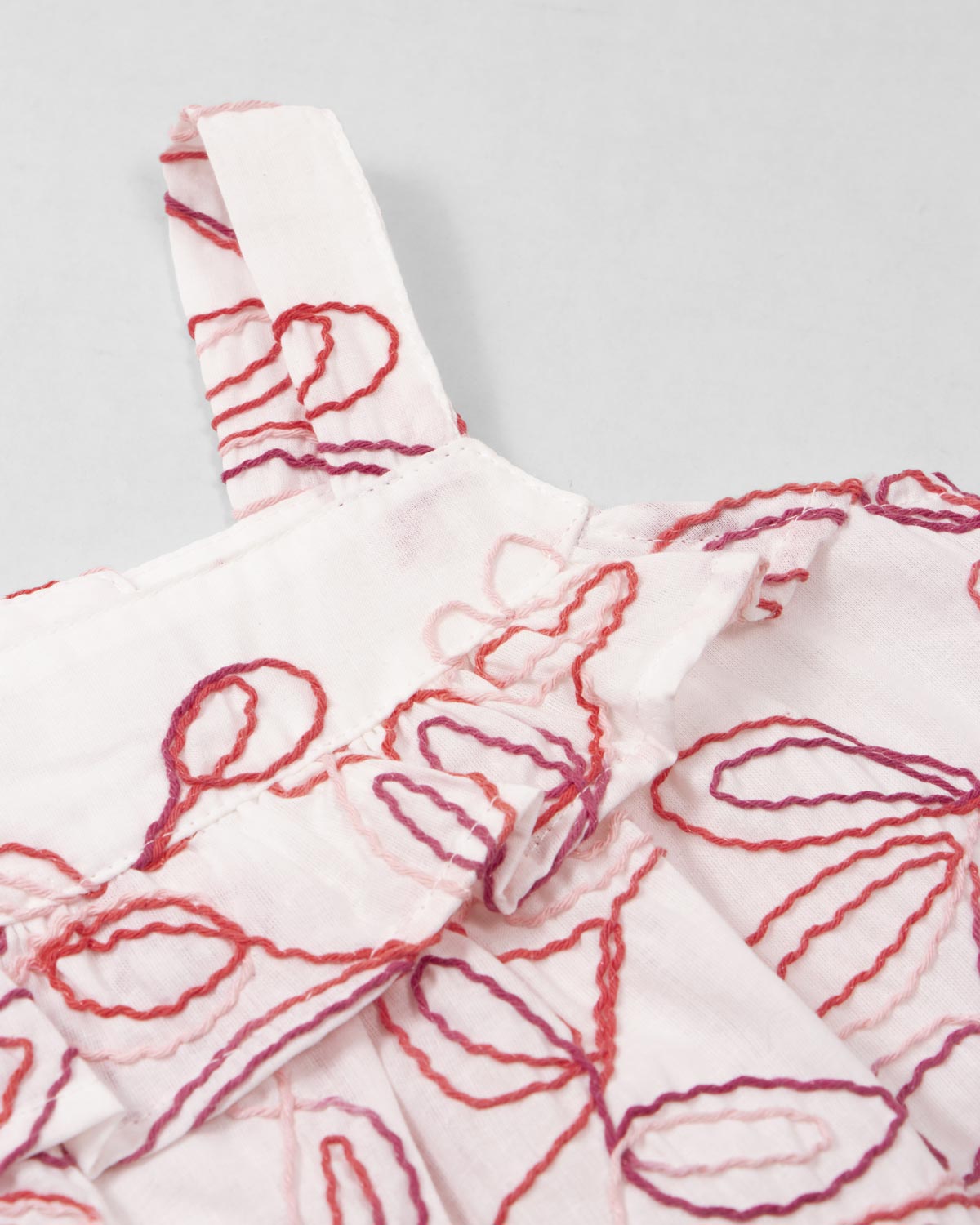 Vestido de tiras con tela bordada de flores para bebé niña