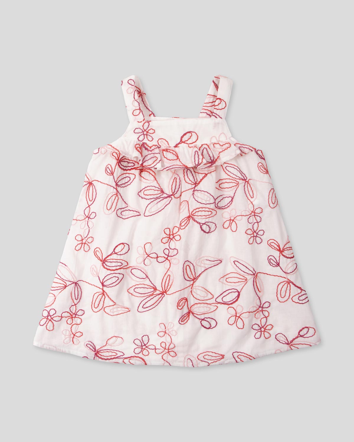 Vestido de tiras con tela bordada de flores para bebé niña