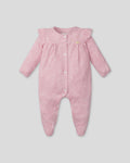 Pijama enteriza rosa con botones y boleros para recién nacida