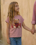 Camiseta rosa con estampado de oso ''Love'' para niña