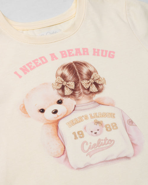 Blusa vainilla con estampado y boleros para niña