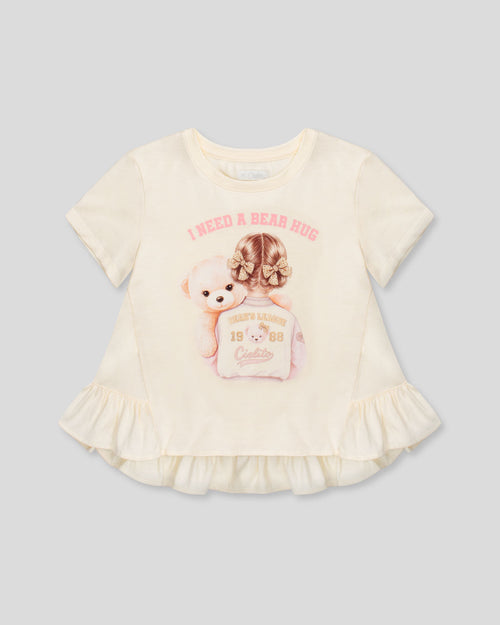 Blusa vainilla con estampado y boleros para niña