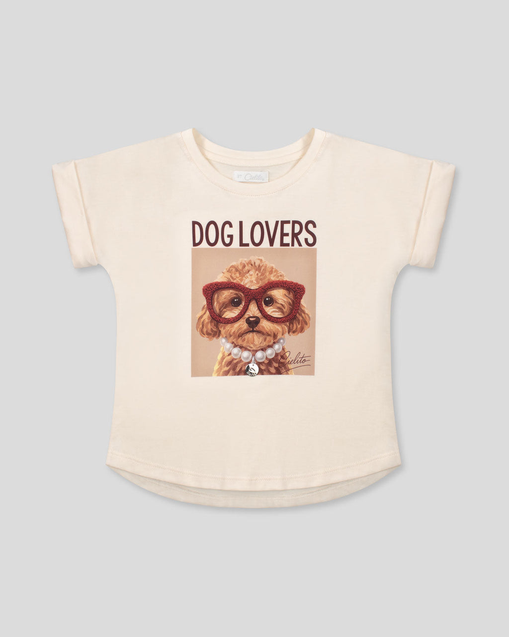 Camiseta crema con estampado para niña