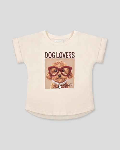 Camiseta crema con estampado para niña