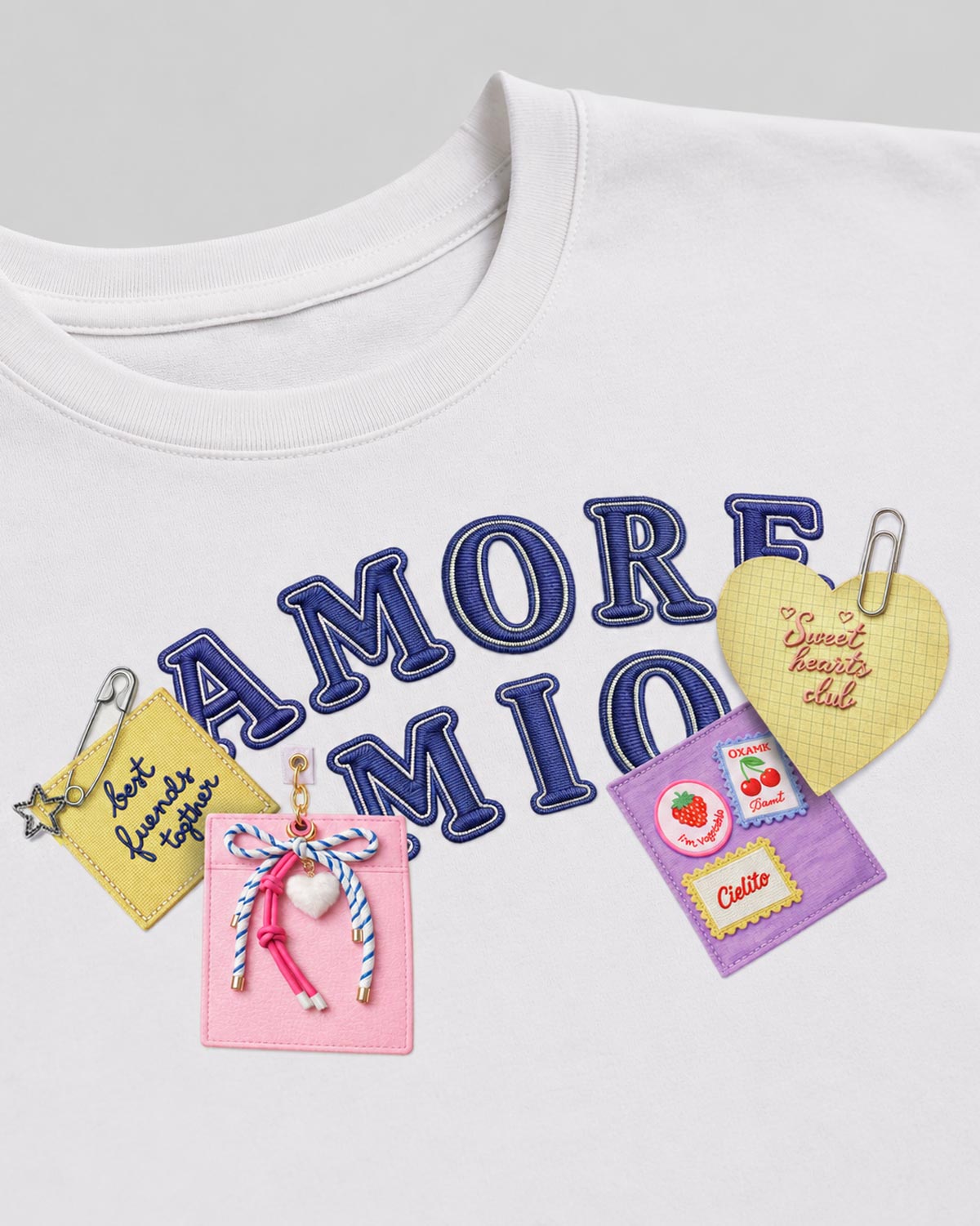 Camiseta blanca estampada "Amore Mio" para niña