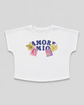 Camiseta blanca estampada "Amore Mio" para niña
