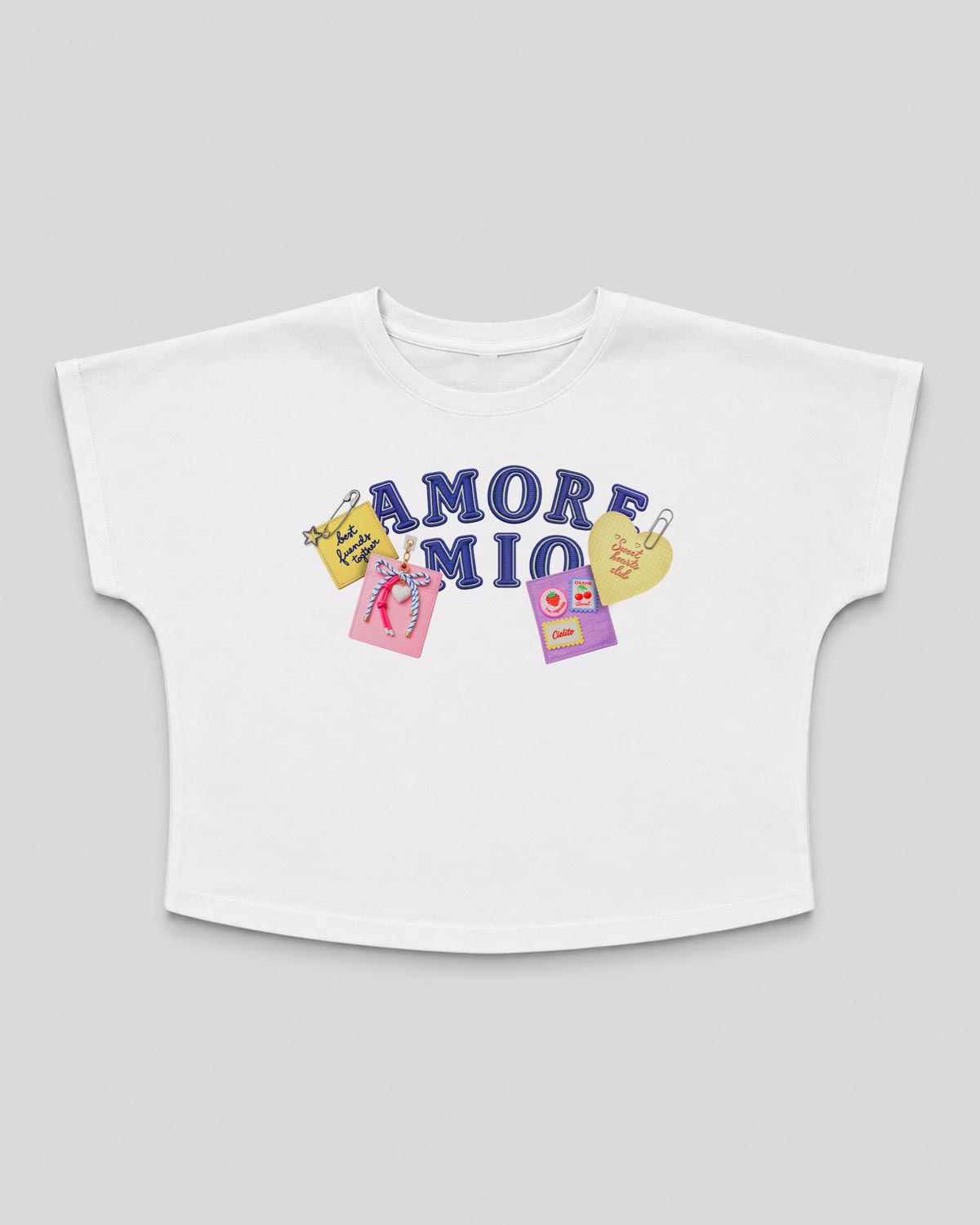 Camiseta blanca estampada "Amore Mio" para niña