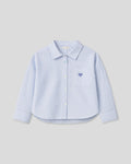 Camisa de rayas azul con corazón bordado para niña