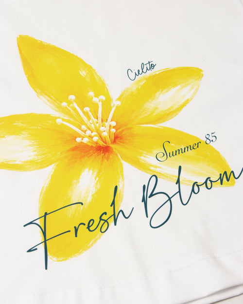 Camiseta blanca con estampado de flor Fresh Bloom para niña