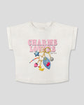 Camiseta blanca estampada Charms Lovers para niña