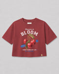 Camiseta roja con estampado de cerezas para niña