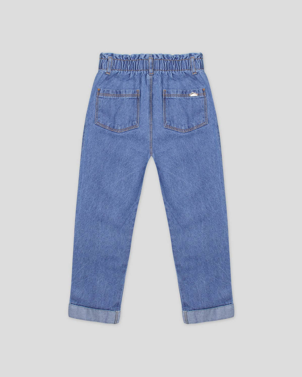 Jean denim con bordado de orejitas de conejo con pompom para niña