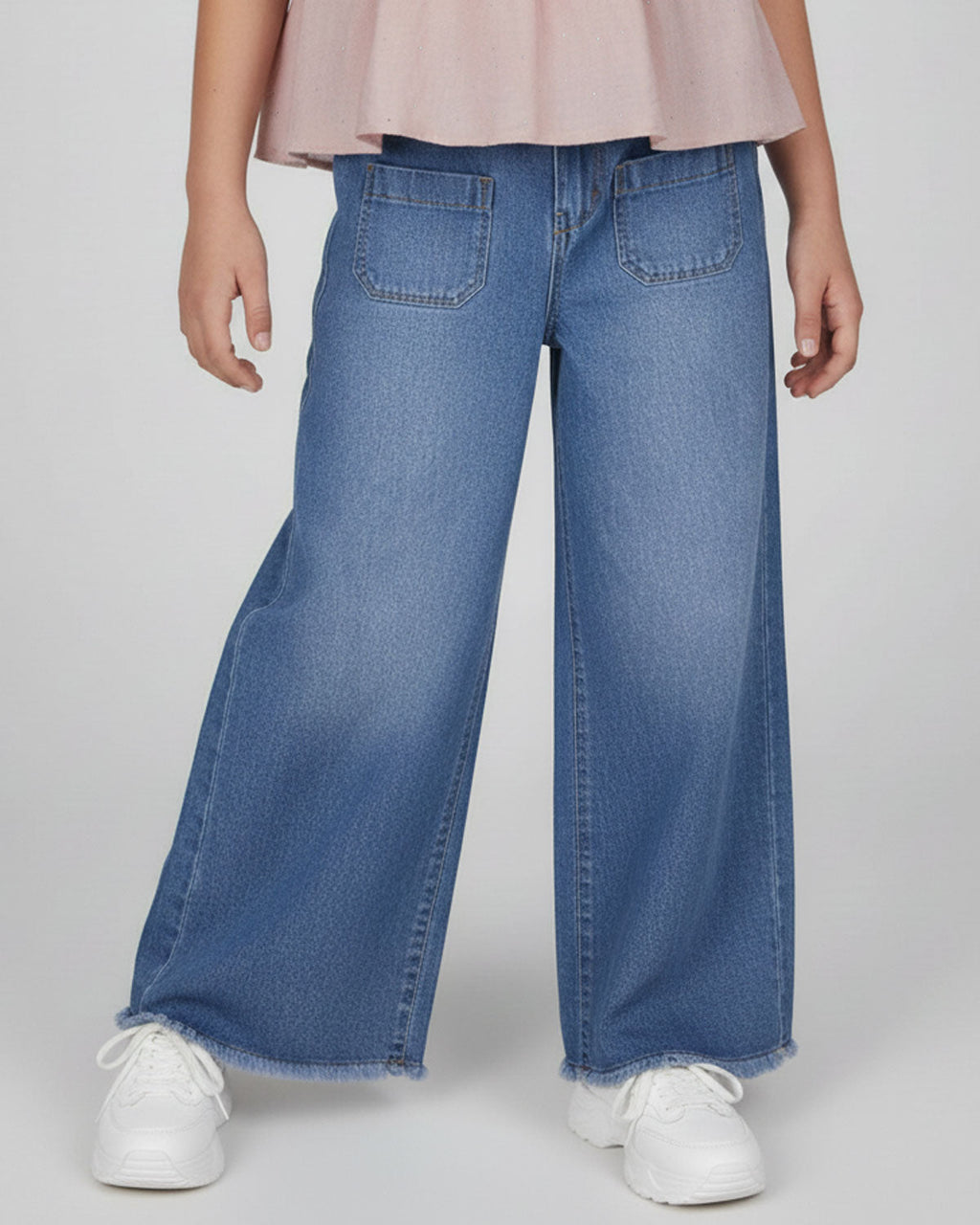 Jean denim marine fit con bolsillos para niña