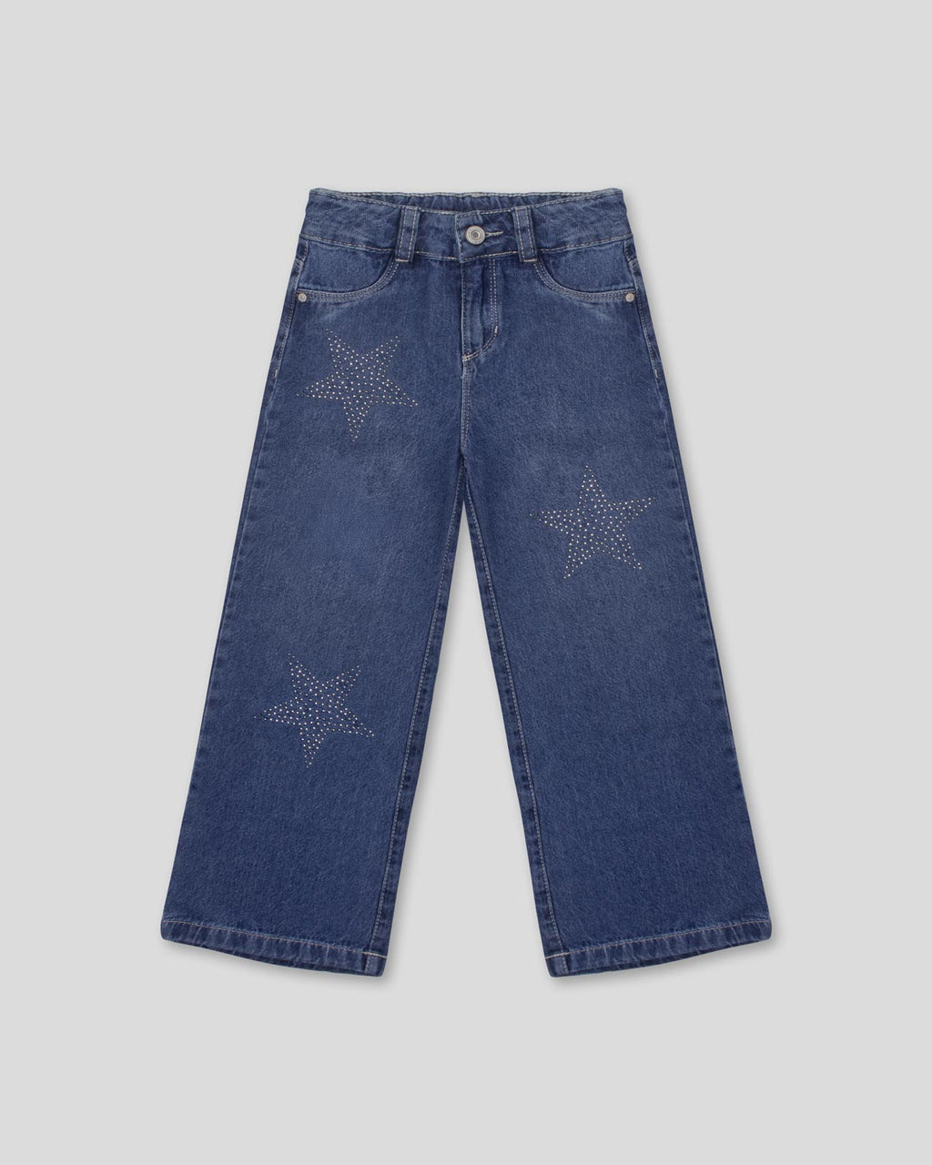 Jean denim marine fit con aplique brillante de estrellas para niña