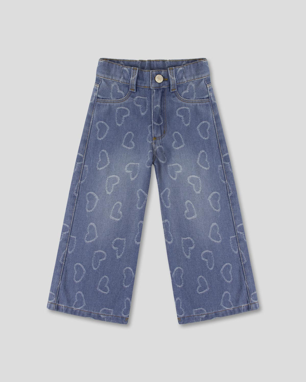 Jean denim con diseño de corazones para niña