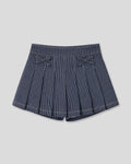 Falda short denim de rayas con moñitos para niña