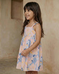 Vestido estampado con moño azul en espalda para niña