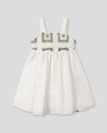Vestido de tiras con textura tejida y lazos en espalda para niña