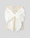 Moño pinza blanco en tela pana para niña