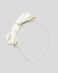 Diadema blanco crema con moñito para niña