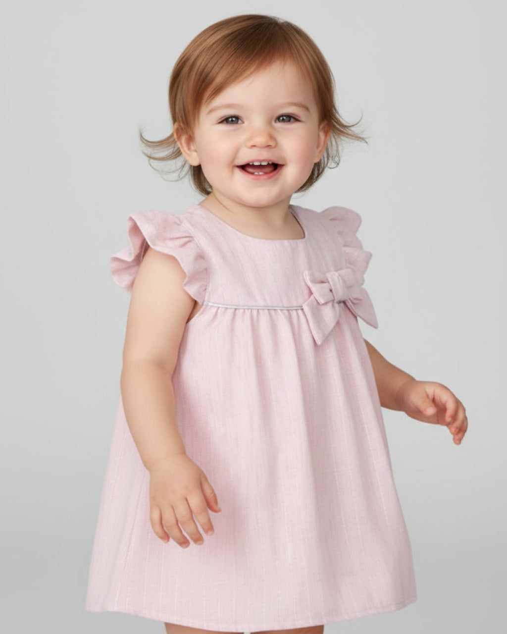Vestido body rosa pastel con moño y brillos para bebé niña ...