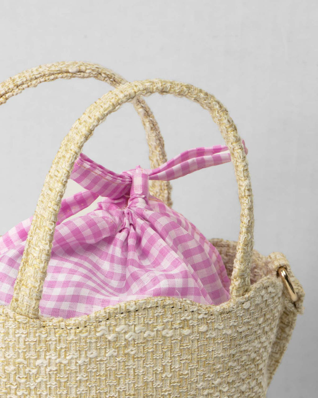 Bolso canasta con cerezas y bolsita para niña