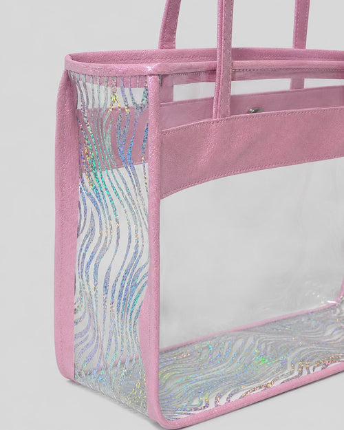 Bolso transparente con detalles tornasol para niña