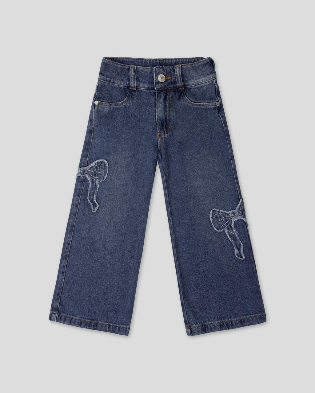 Jean denim con detalle de moños para niña