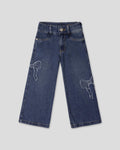 Jean denim con detalle de moños para niña