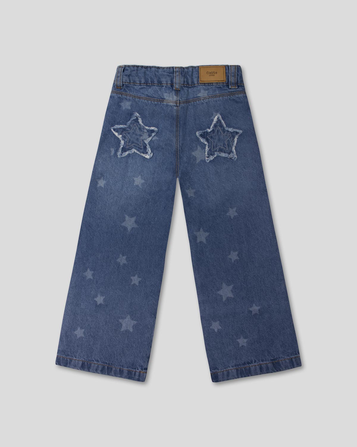 Jean denim marine fit con estrellas para niña