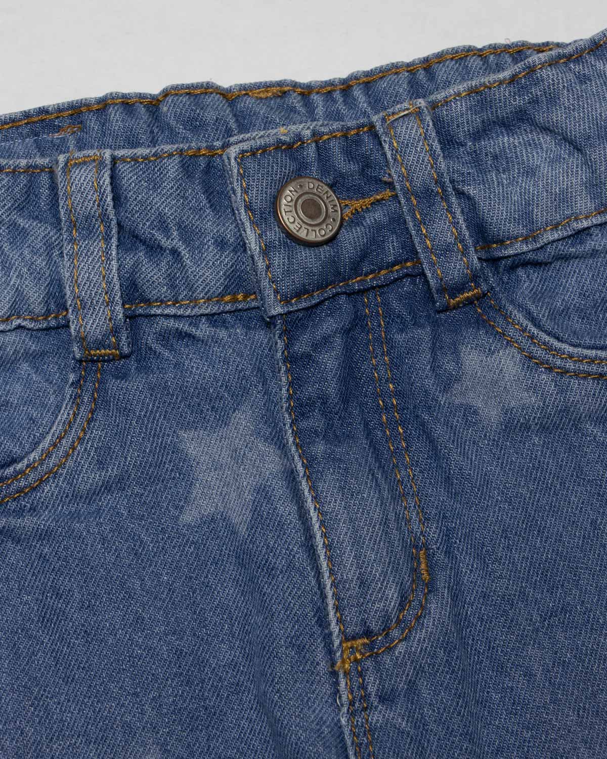 Jean denim marine fit con estrellas para niña