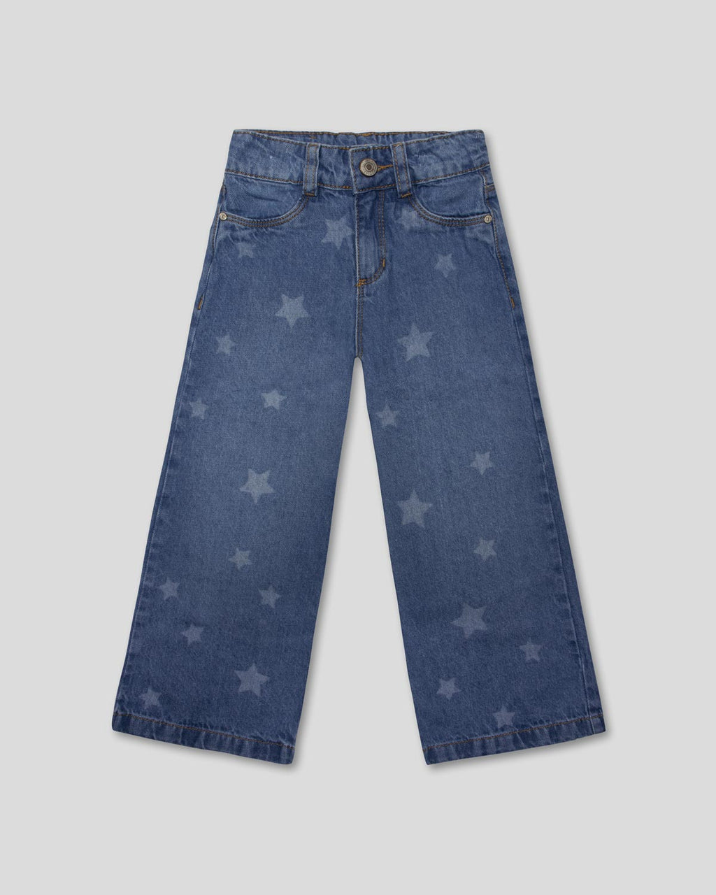 Jean denim marine fit con estrellas para niña