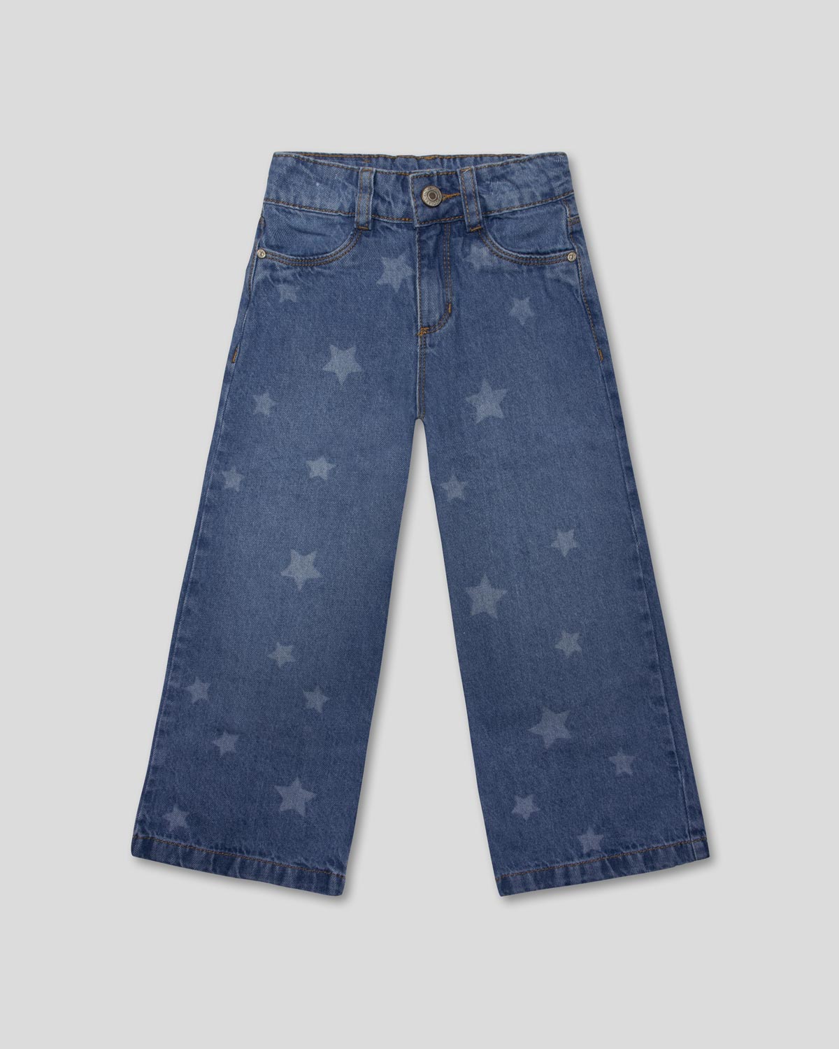 Jean denim marine fit con estrellas para niña